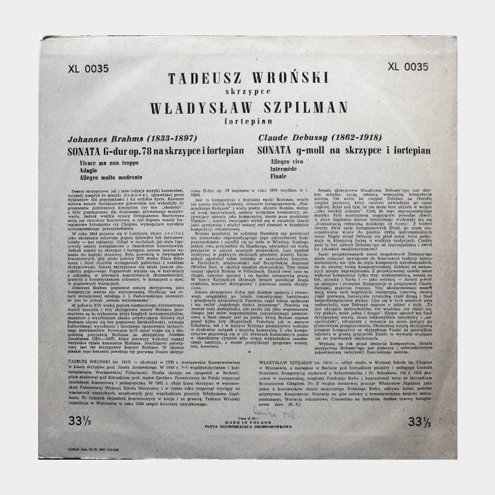 Brahms / Debussy - Tadeusz Wroński – Muzyka Kameralna (ex/ex)