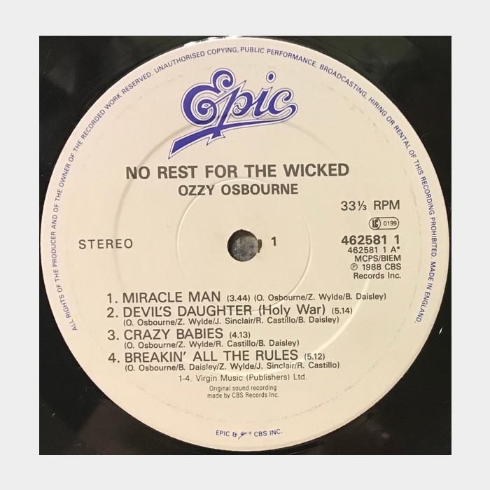 Ozzy Osbourne - No Rest For The Wicked (ex/ex-)