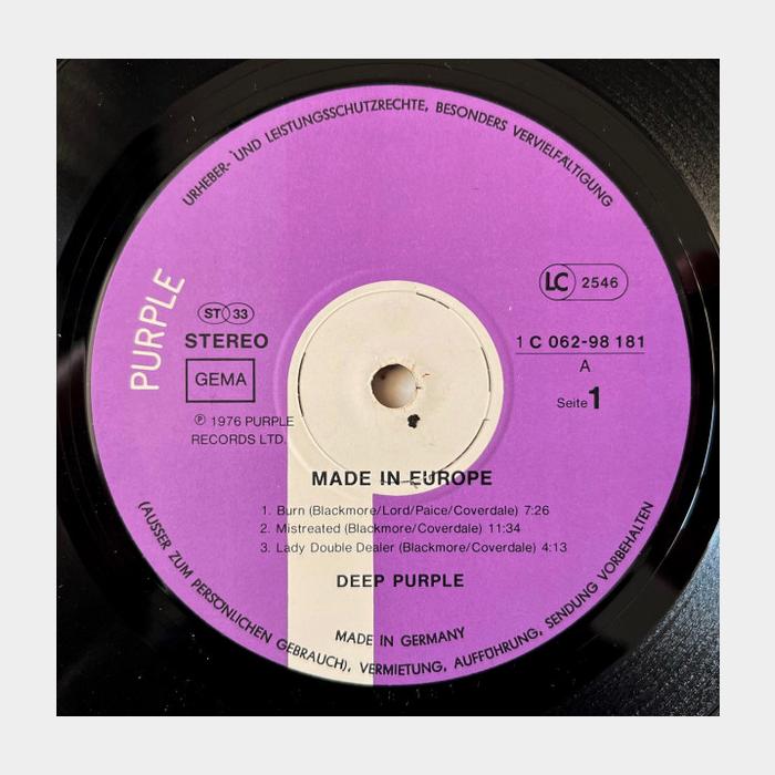 Deep Purple - Made In Europe (ex+/ex)
