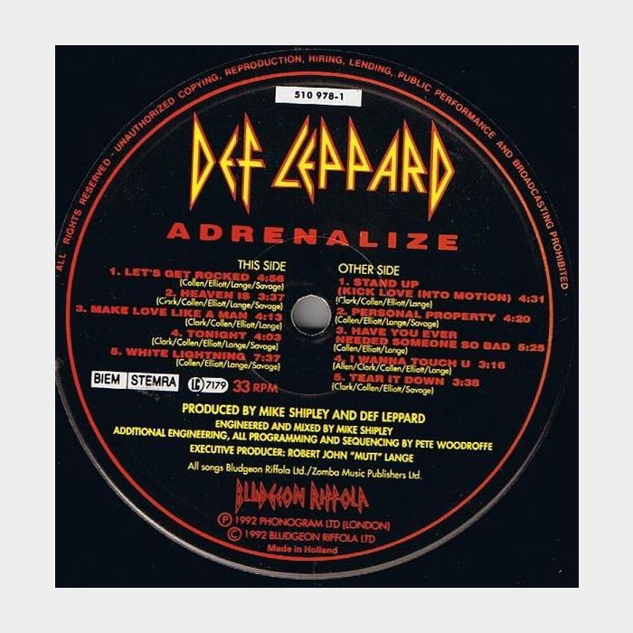 Def Leppard - Adrenalize (ex+/ex+)
