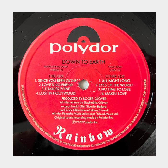 Rainbow - Down To Earth (ex/vg+, ORIGINAL)