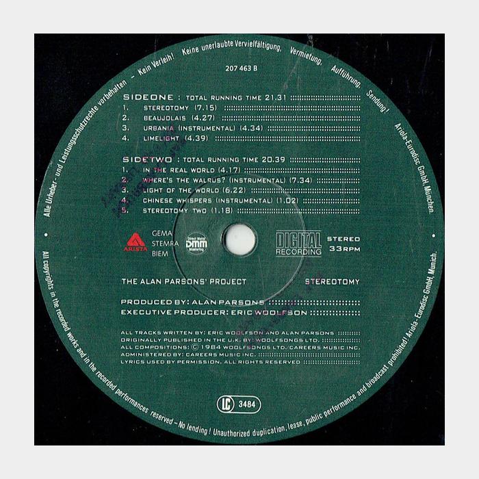 Alan Parsons Project - Stereotomy (ex+/ex+)