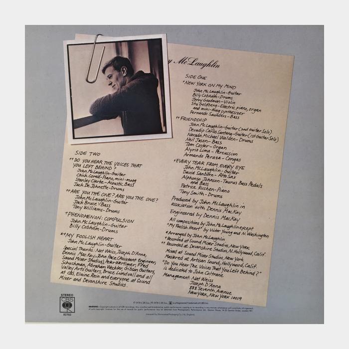 John McLaughlin - Electric Guitarist (ex+/ex+)