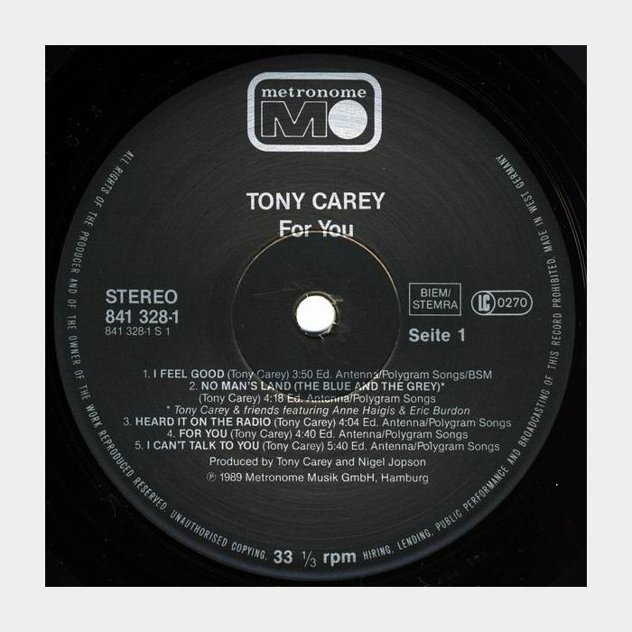 Tony Carey - For You (ex+/ex+)