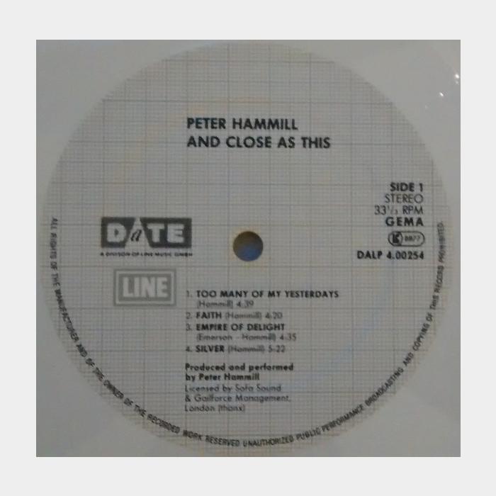 Peter Hammill - And Close As This (ex+/ex+, White LP)