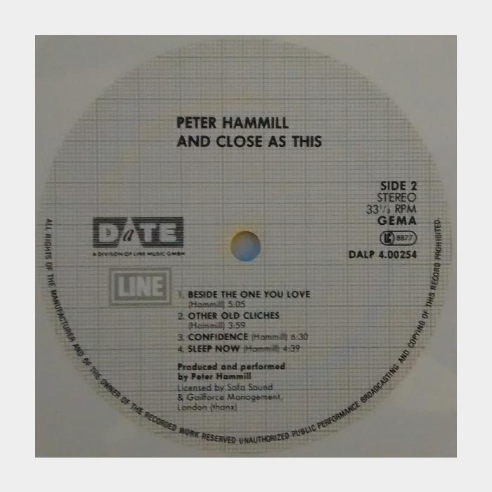 Peter Hammill - And Close As This (ex+/ex+, White LP)