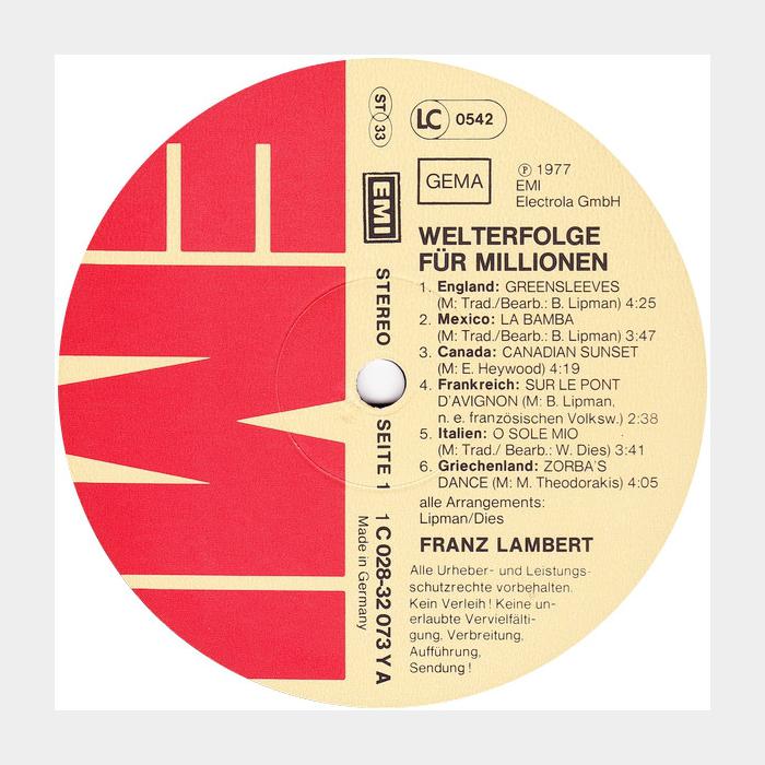 Franz Lambert - Welterfolge Fur Millionen (ex+/vg+)