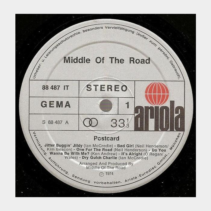 Middle Of The Road - Postcard (ex+/ex+)