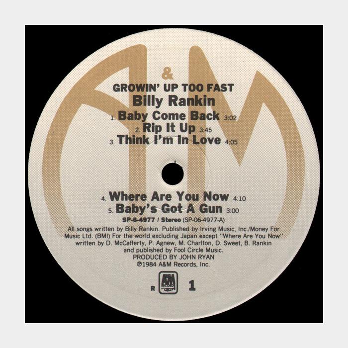 Billy Rankin - Growin' Up Too Fast (ex/ex+)
