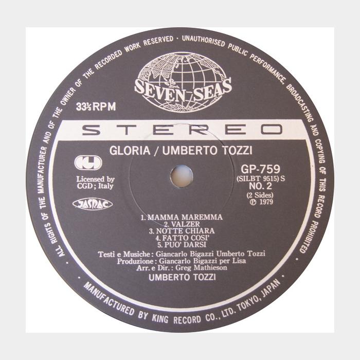 Umberto Tozzi - Gloria (ex+/ex+)