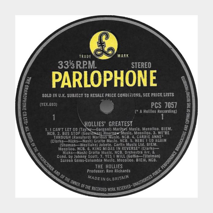 Hollies - Hollies' Greatest (ex+/ex+)