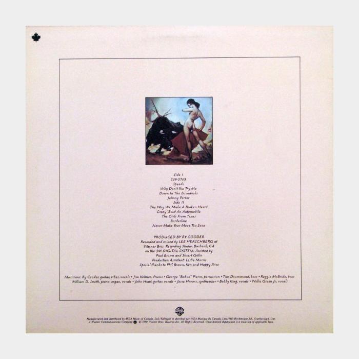 Ry Cooder - Borderline (ex+/ex)