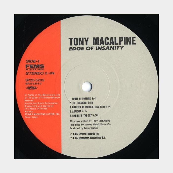 Tony MacAlpine - Edge Of Insanity (ex+/ex+, obi)