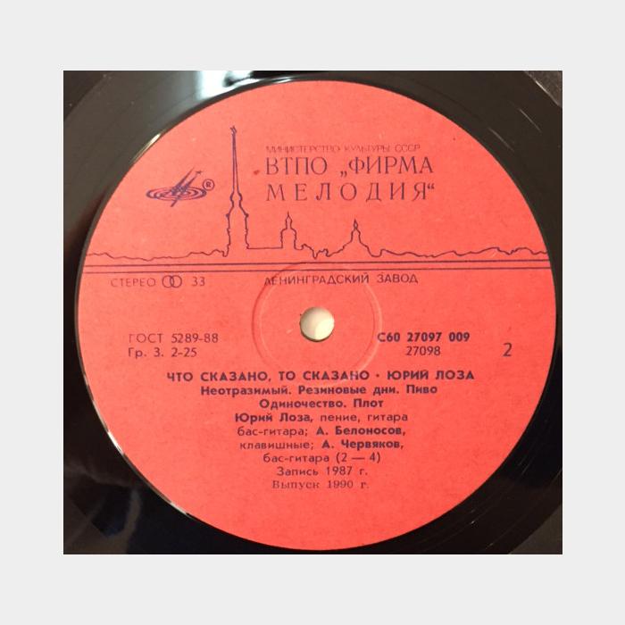 Юрий Лоза - Что сказано, то сказано (ex/ex)
