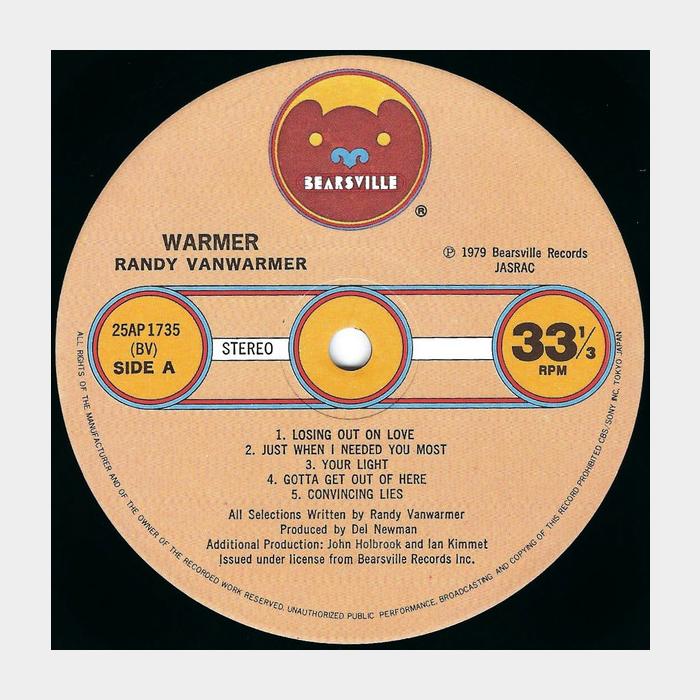 Randy Vanwarmer - Warmer (ex+/ex+, obi)