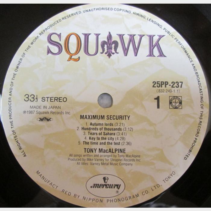 Tony MacAlpine - Maximum Security (ex+/ex+, obi)