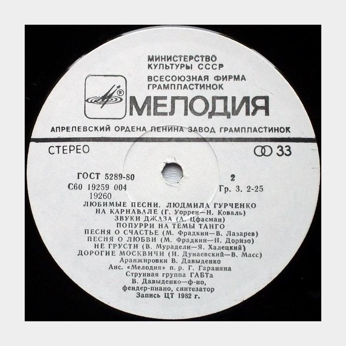 Людмила Гурченко - Любимые Песни (ex/ex, scratch)