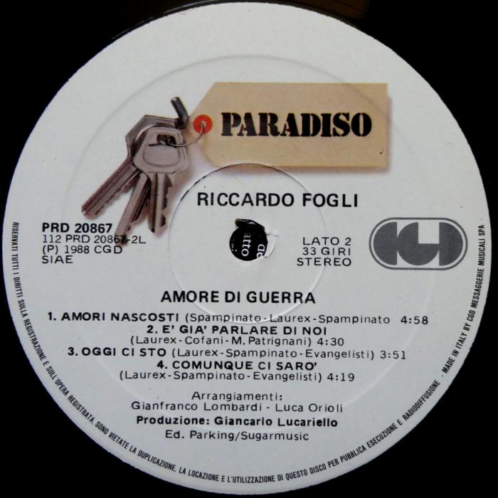 Riccardo Fogli - Amore Di Guerra (ex+/ex)