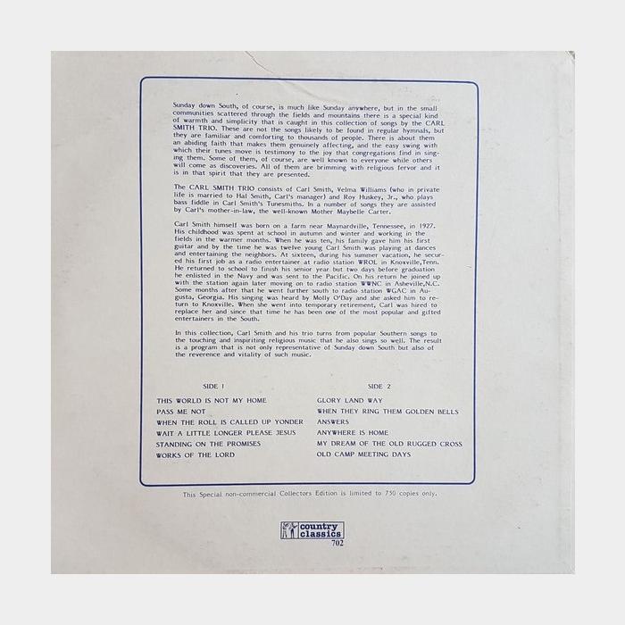 Carl Smith Trio - Sunday Down South (ex+/ex+)