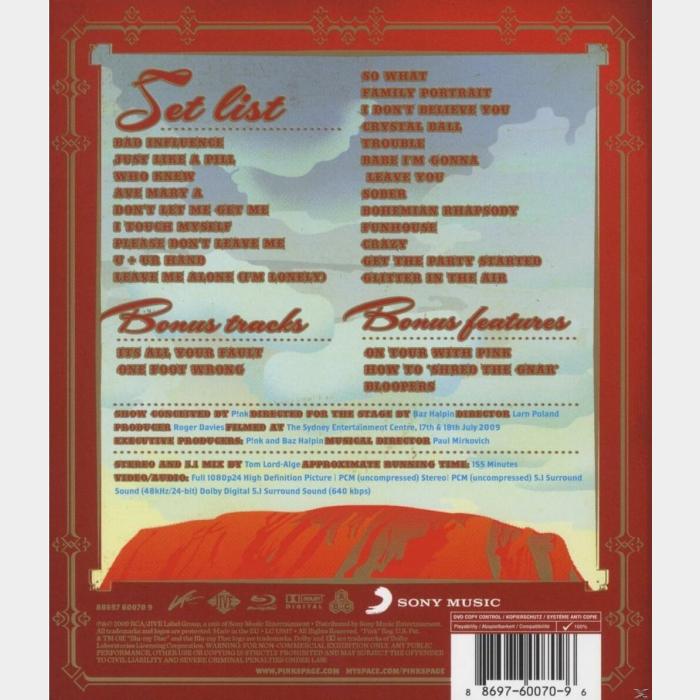 Blu-ray Pink - Funhouse Tour (Live In Australia)