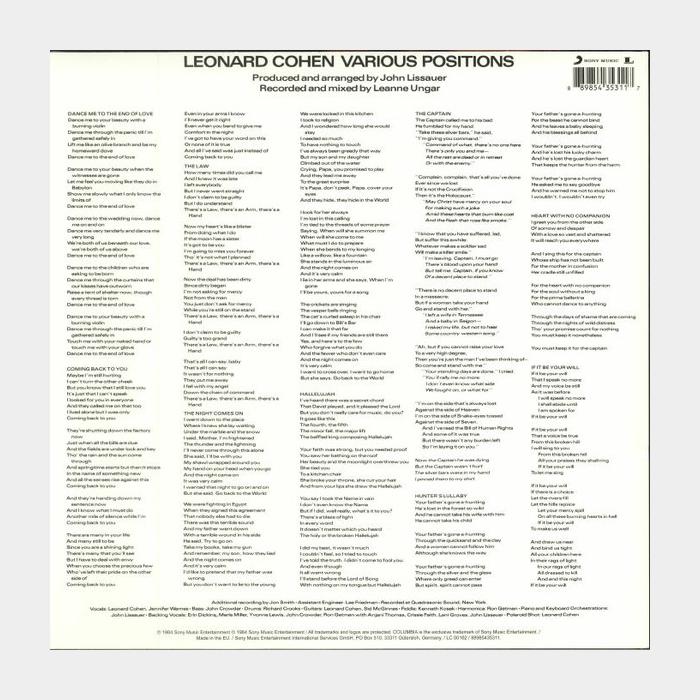 Leonard Cohen - Various Positions (sealed, 180g)