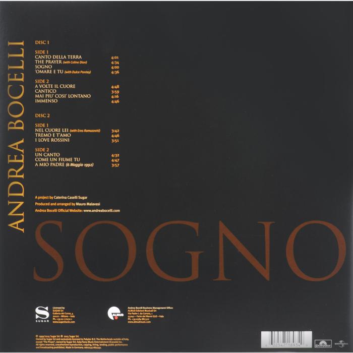 Andrea Bocelli - Sogno 2LP (sealed, 180g)
