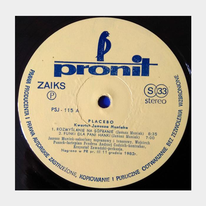 Janusz Muniak Quartet - Placebo (ex+/ex)