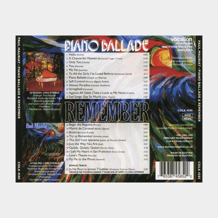 CD Paul Mauriat - Piano Ballade & Remember