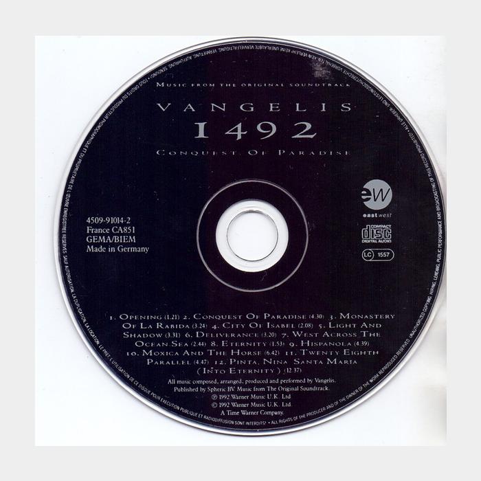 CD Vangelis - 1492 - Conquest Of Paradise