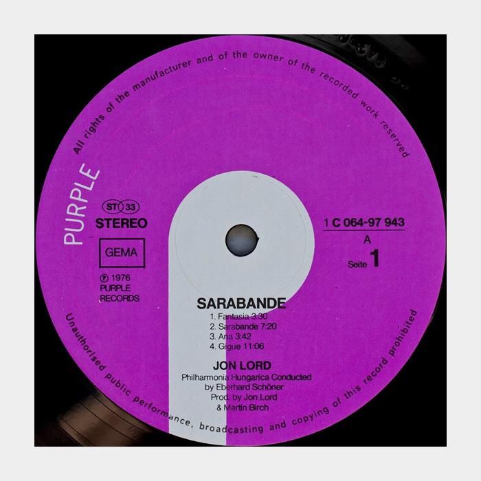 Jon Lord - Sarabande (ex+/ex)