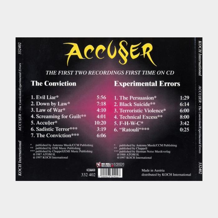 CD Accuser - The Conviction / Experementals Errors