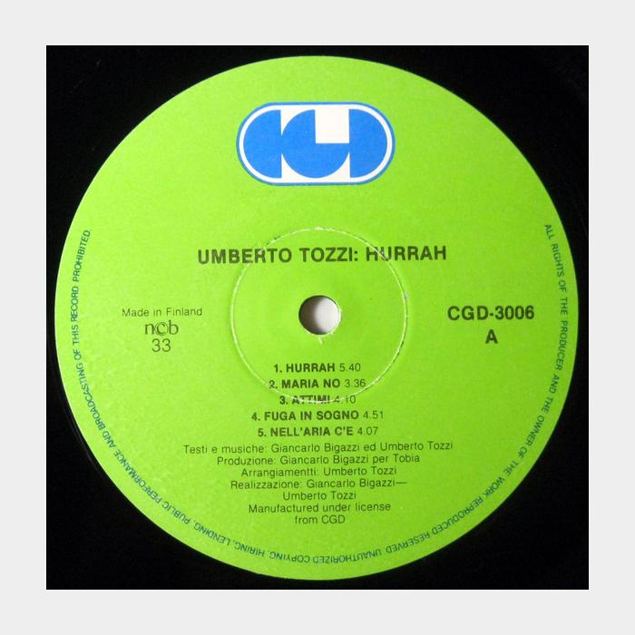 Umberto Tozzi - Hurrah! (ex+/ex)
