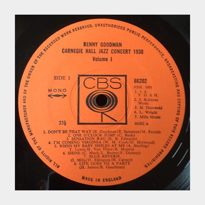 Benny Goodman - The Famous 1938 Carnegie Jazz Concert 2LP (ex+/ex)
